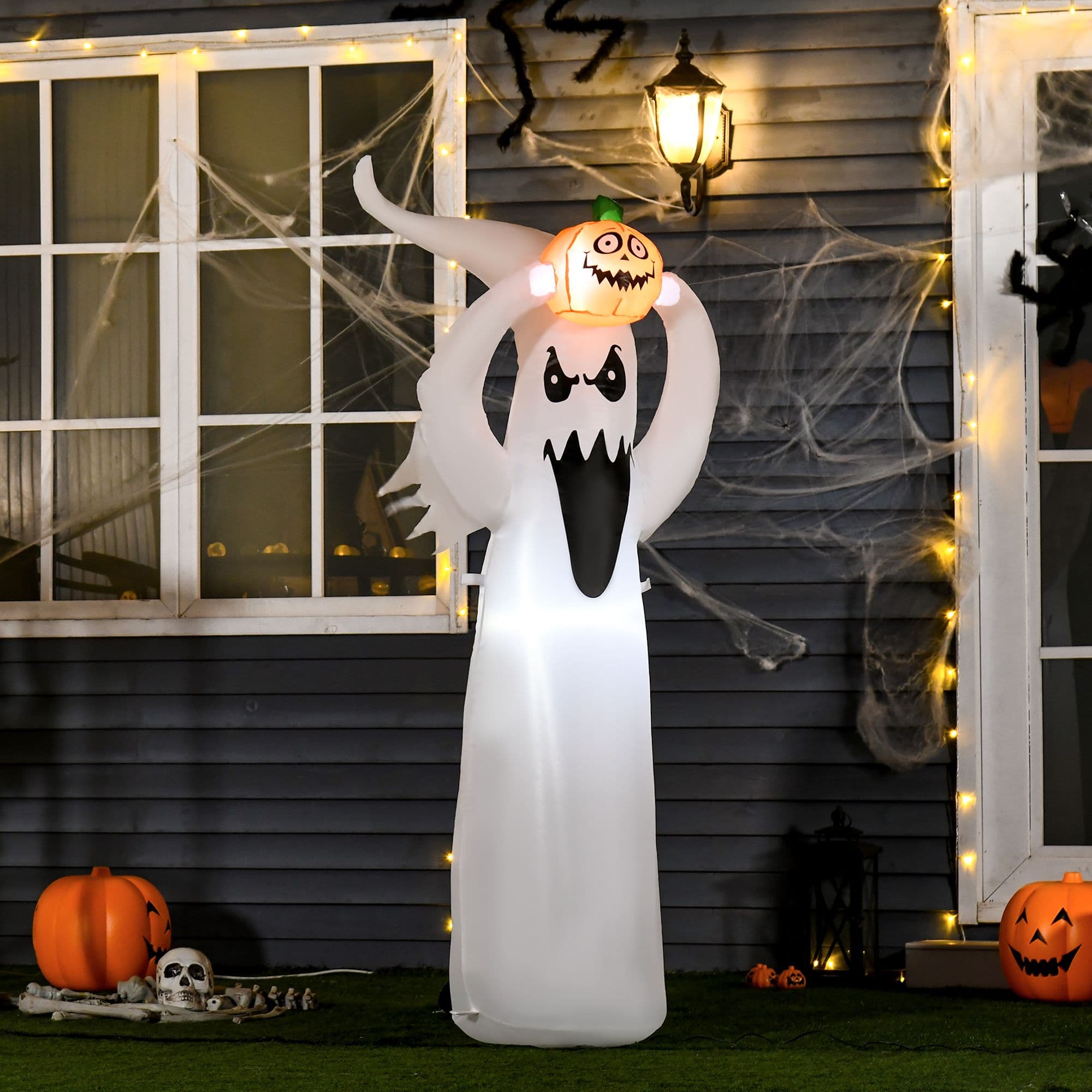 LED Floating Ghost Pumpkin Halloween Decoration Mains Powered Vivid