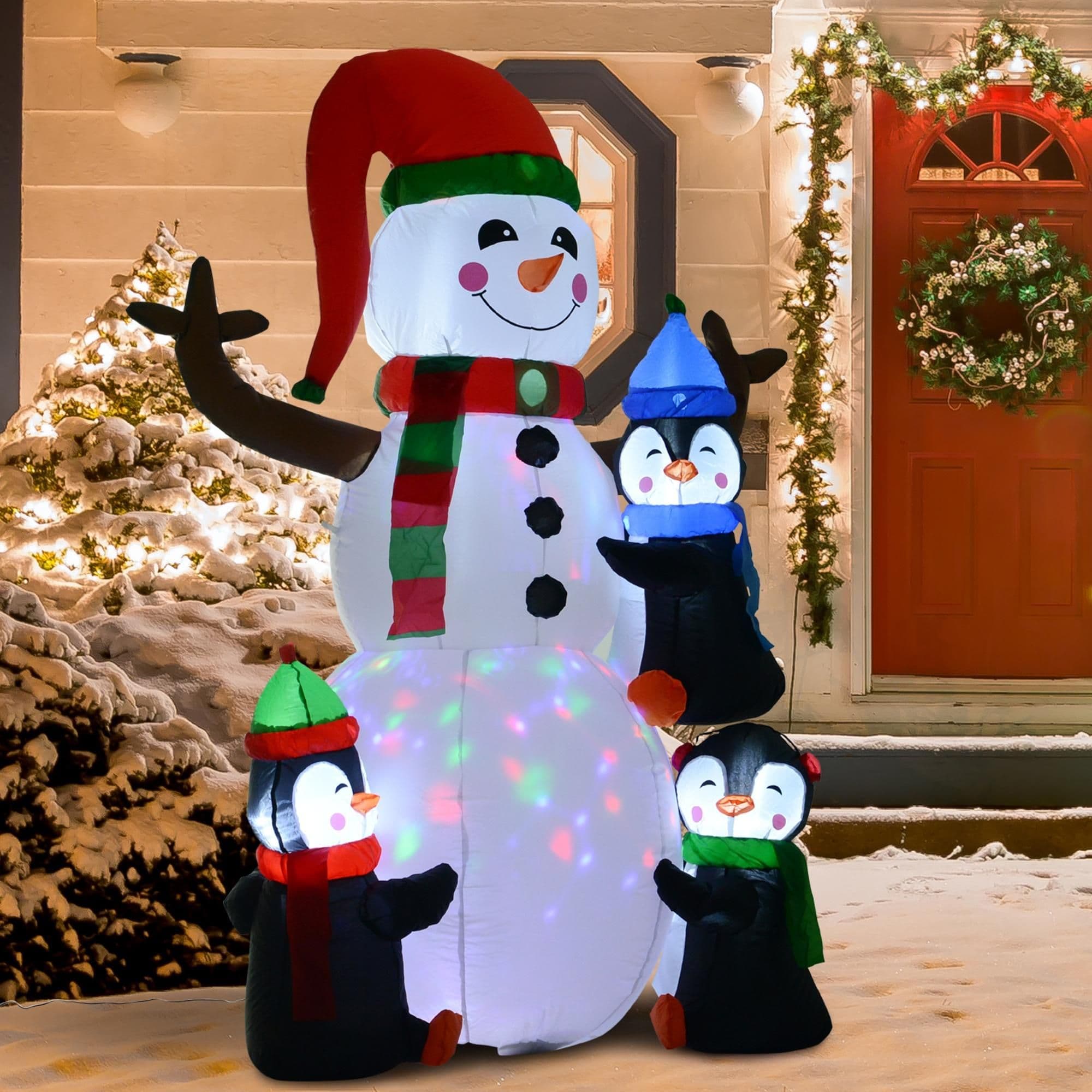 Inflatable Christmas Decoration Snowman Three Penguins LED Lighted