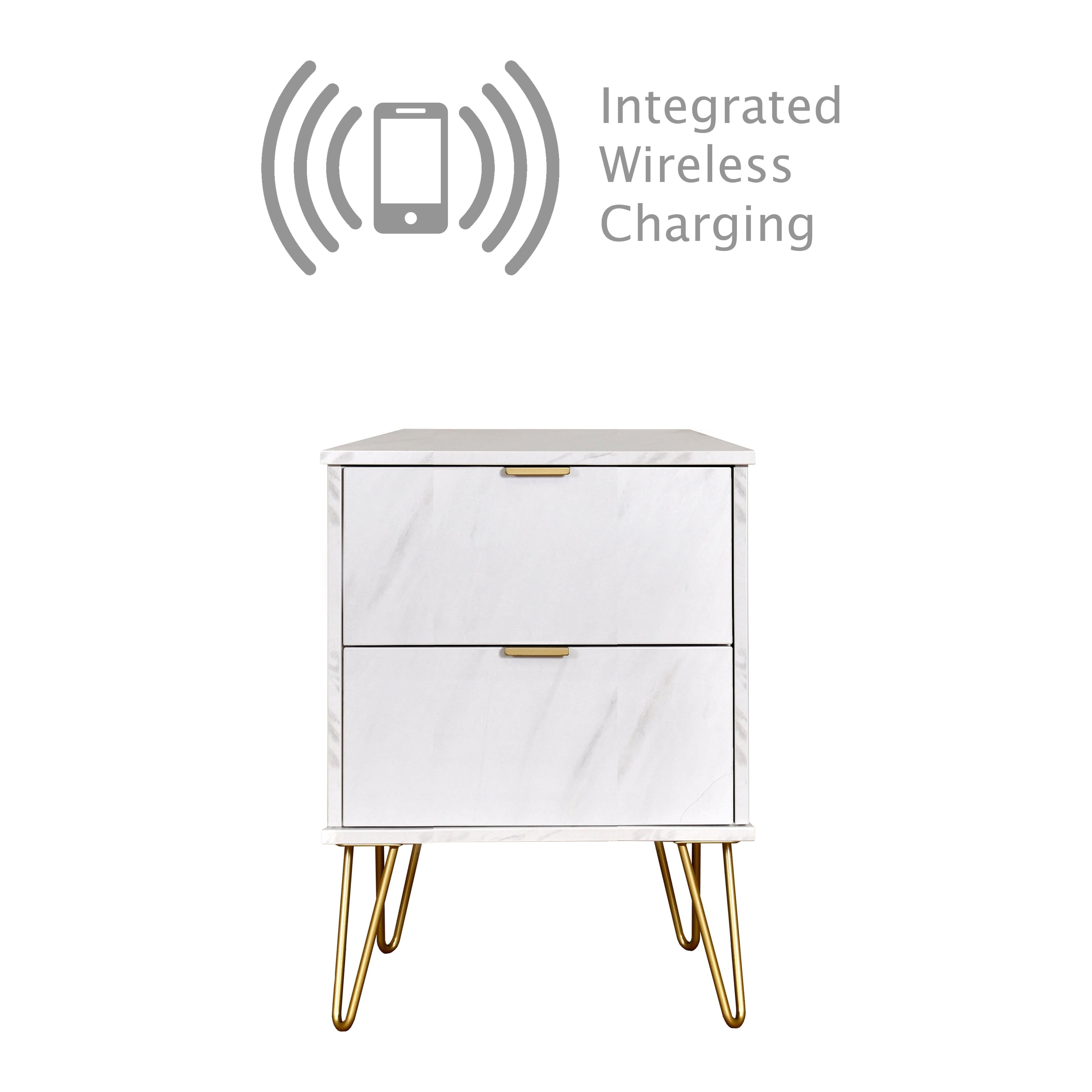 Fuji 2 Drawer Bedside WIRELESS CHARG