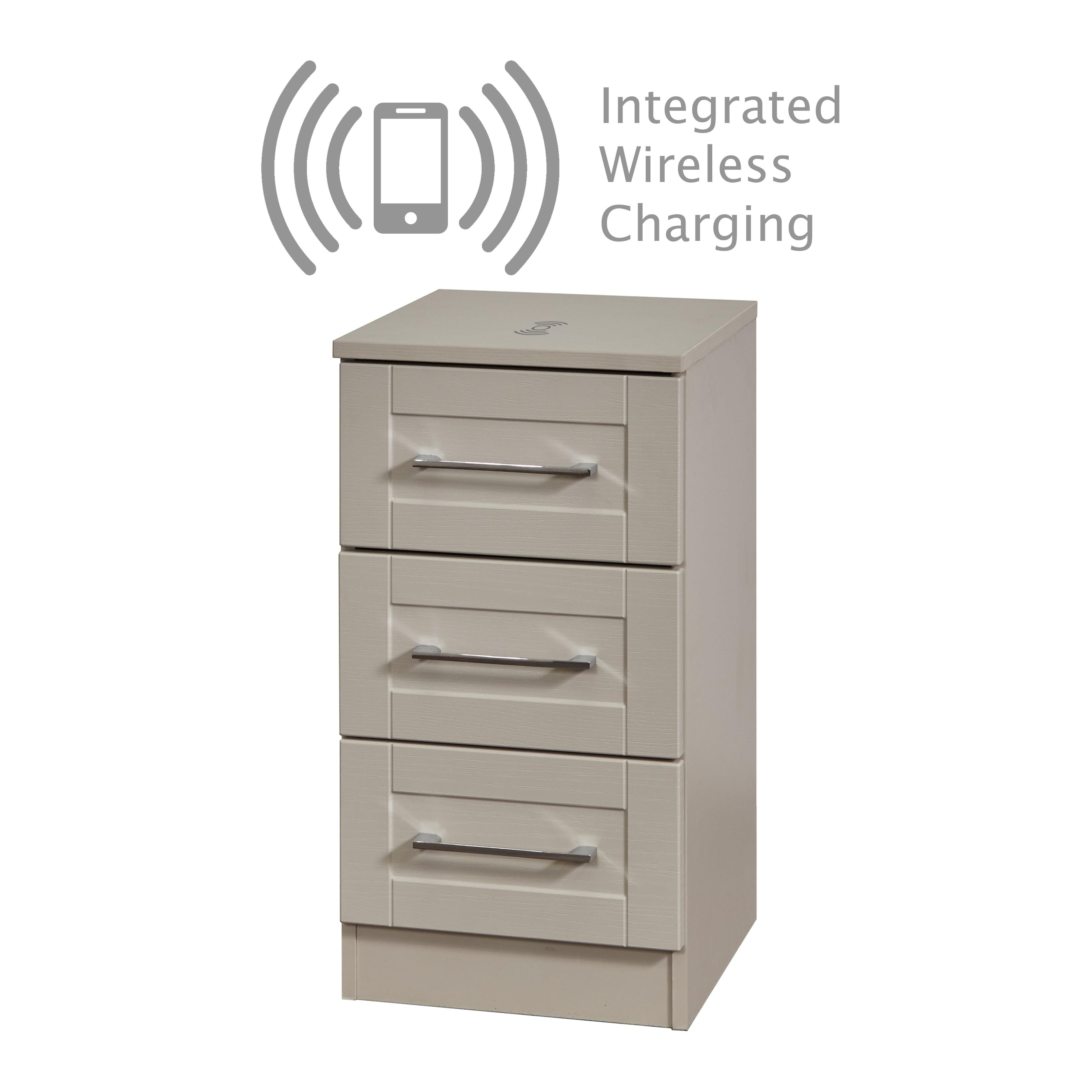 Ripon 3 Drawer Bedside WIRELESS CHARG