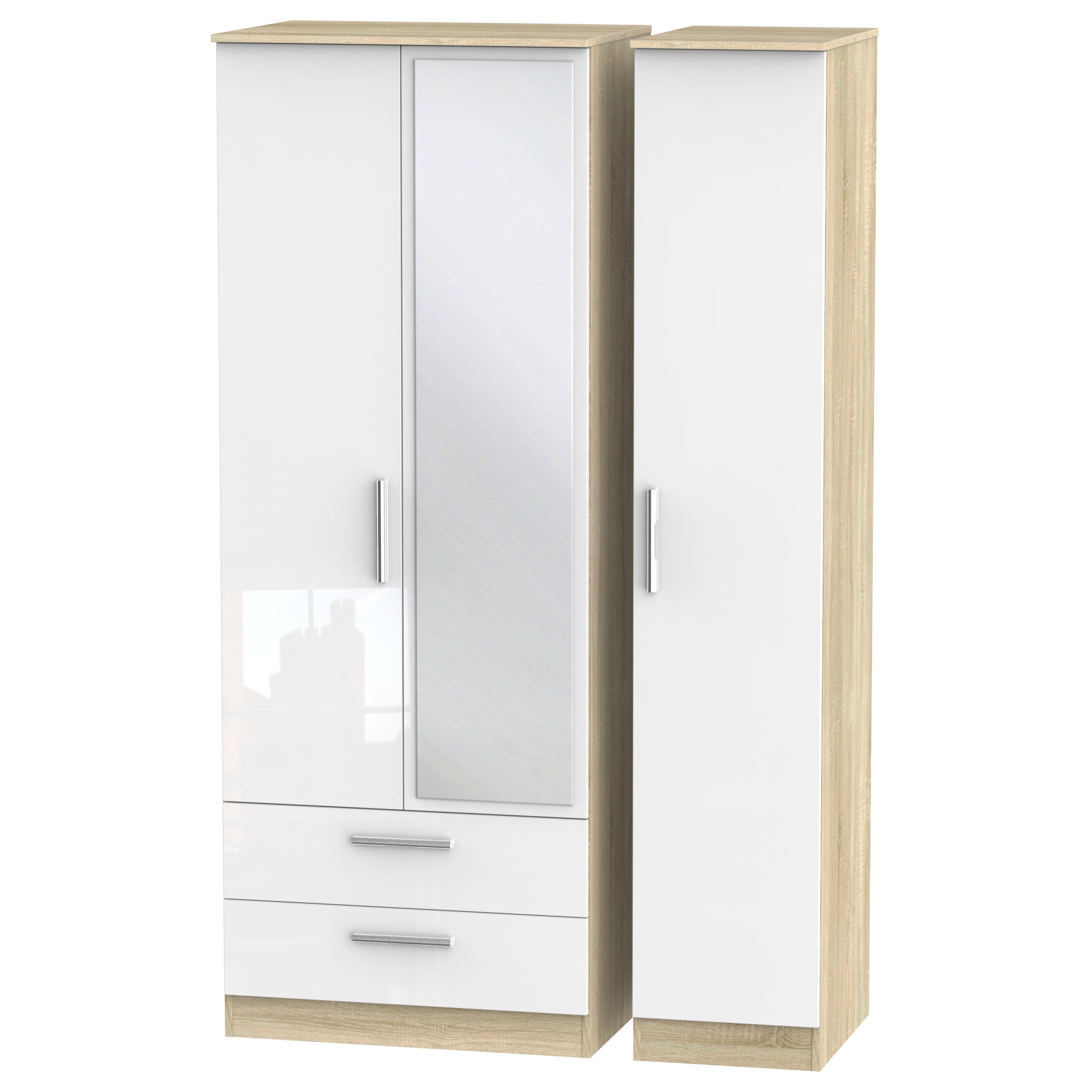 Trent Triple Mirror Wardrobe 2 Drawers