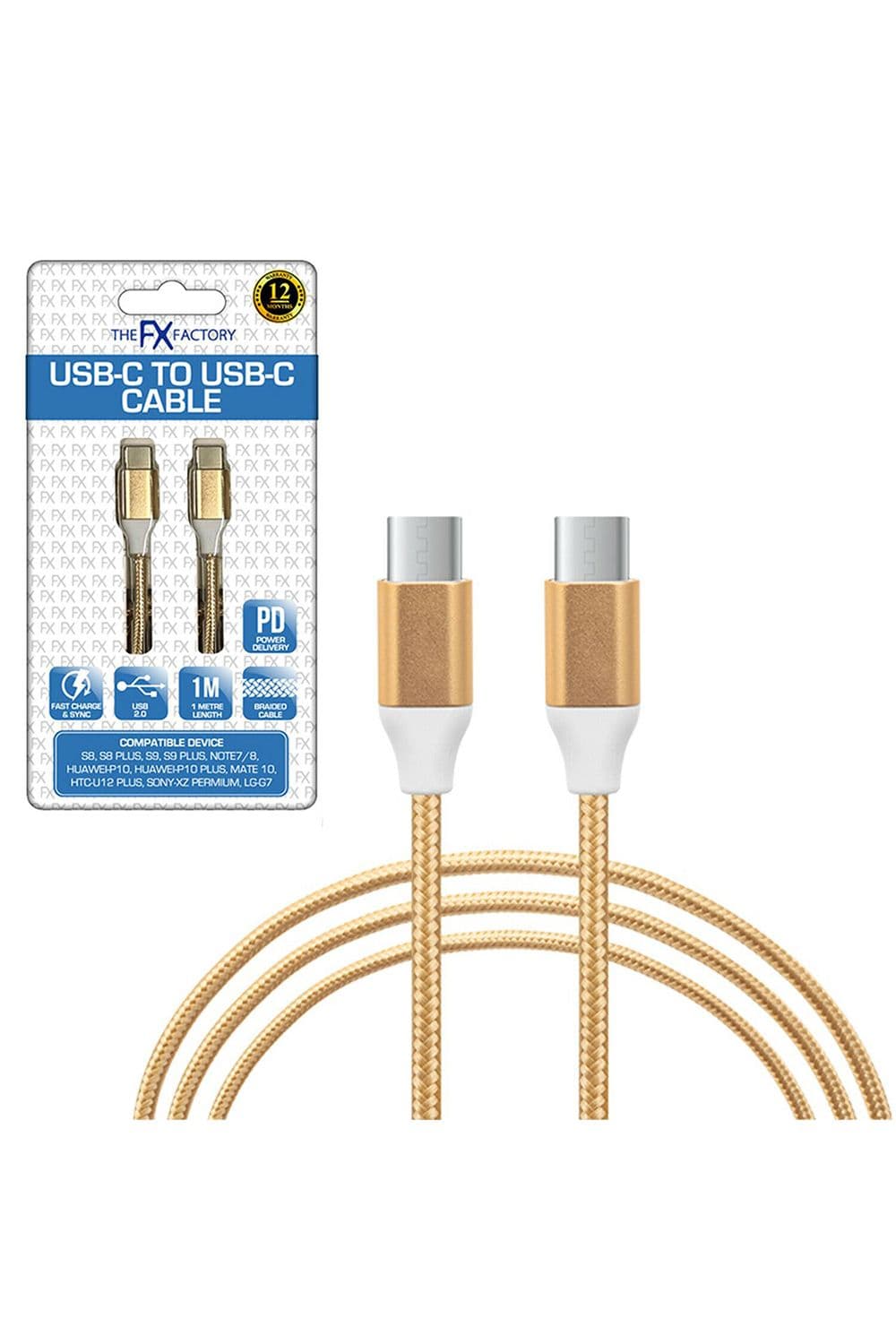 Braided USB C to USB C Data Cable 1m
