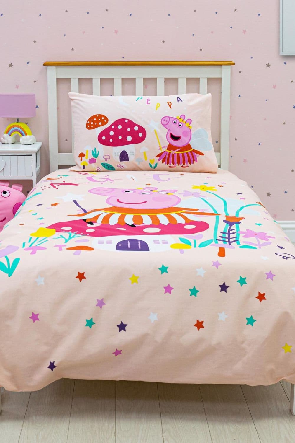 Peppa Fairy Duvet Cover Pillowcase Quilt Single Fairy Magic Childrens Bedding Set