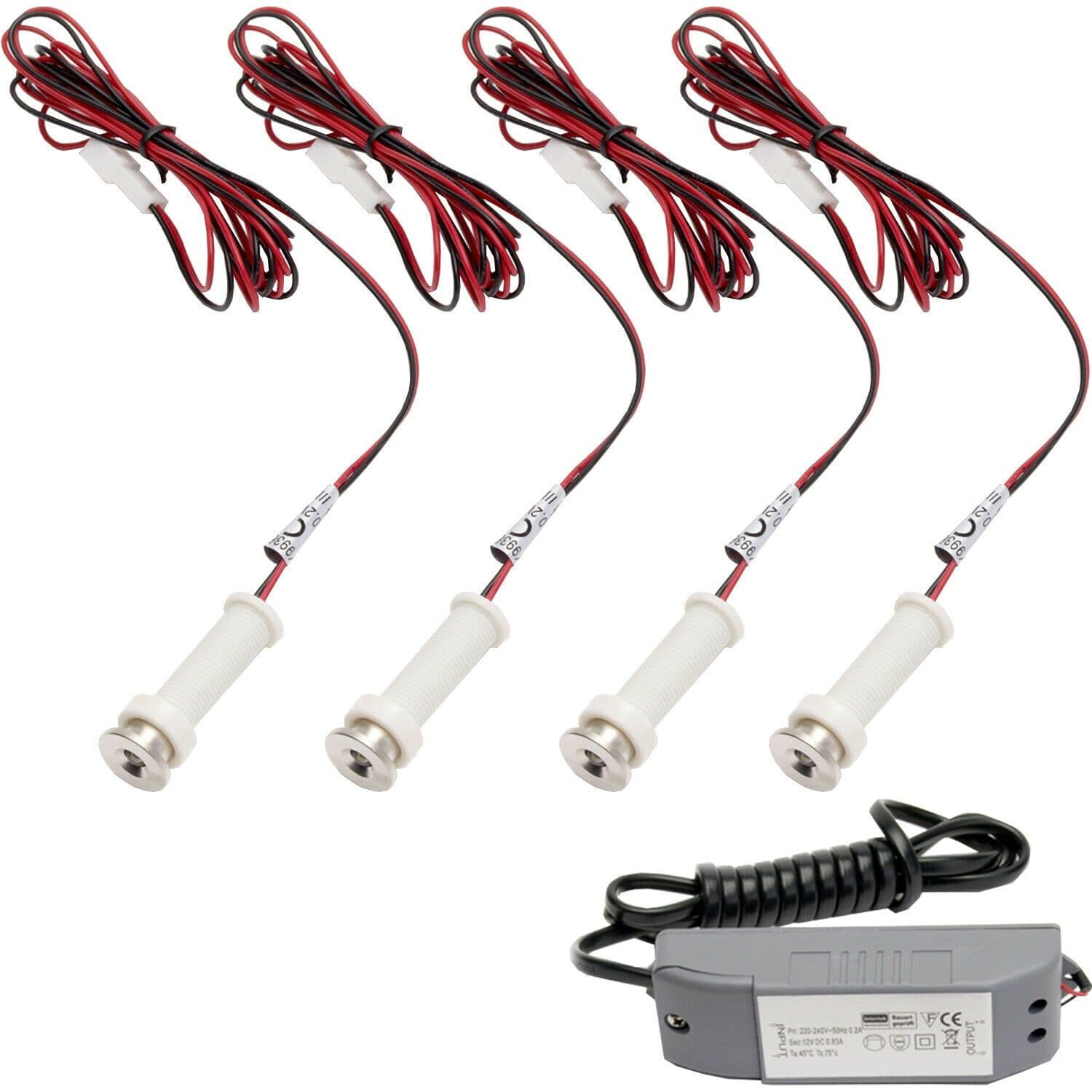 ROUND LED Plinth Light Kit 4x WARM Spotlights Kitchen Bathroom Floor Panel