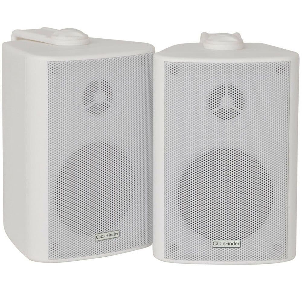 SMART HOME Bluetooth Amplifier & 2 White Wall Mount Speaker Kit Compact HiFi Amp