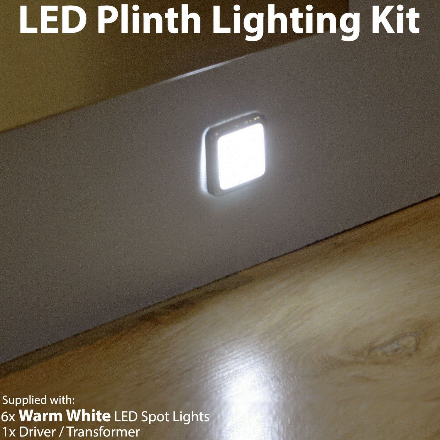 Square LED Plinth Light Kit 6 WARM WHITE Spotlights Kitchen Bathroom Floor Panel