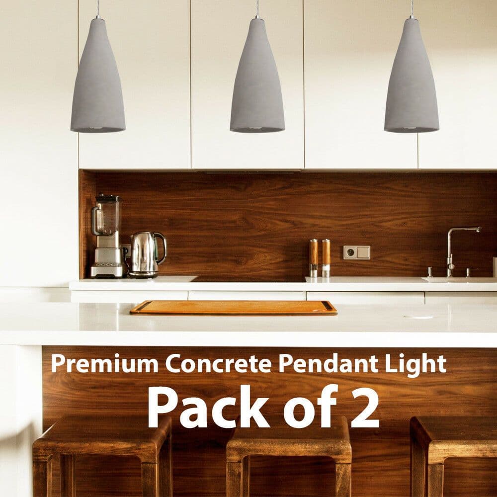 2x Concrete Ceiling Pendant Light 240V Retro Hanging LED Kitchen Lamp Kit