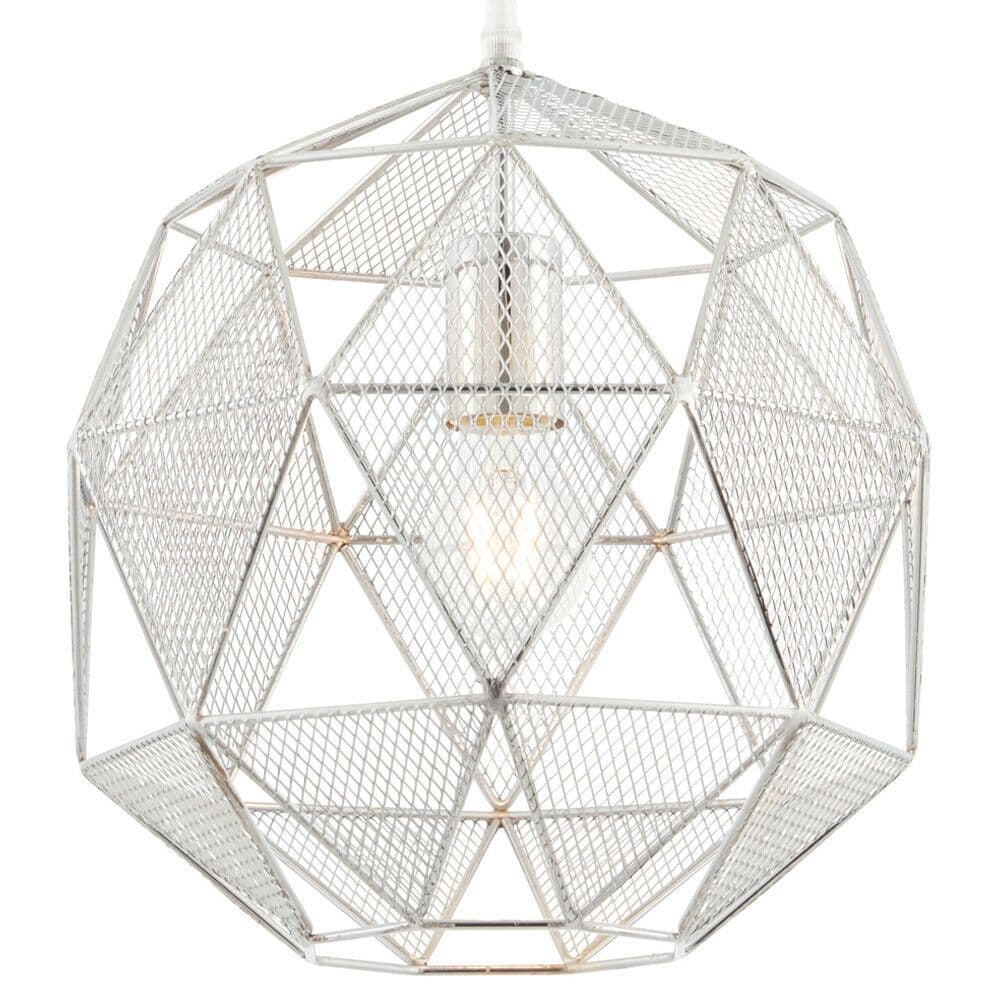 Hanging Ceiling Pendant Light CHROME Geometric Lamp Shade Bulb Holder Fitting