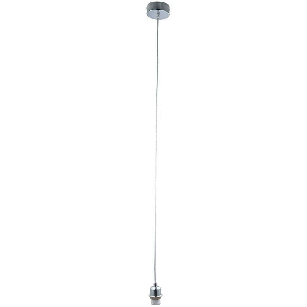 Hanging Ceiling Pendant Light CHROME Long Cable Lamp Shade Bulb Holder &