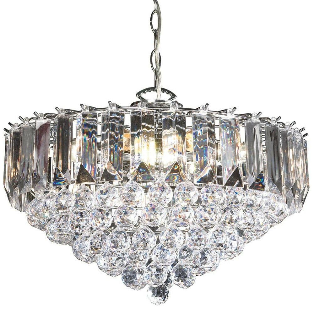 6 Light Chandelier Pendant Chrome Clear Shade Hanging Ceiling Feature Lamp Bulb
