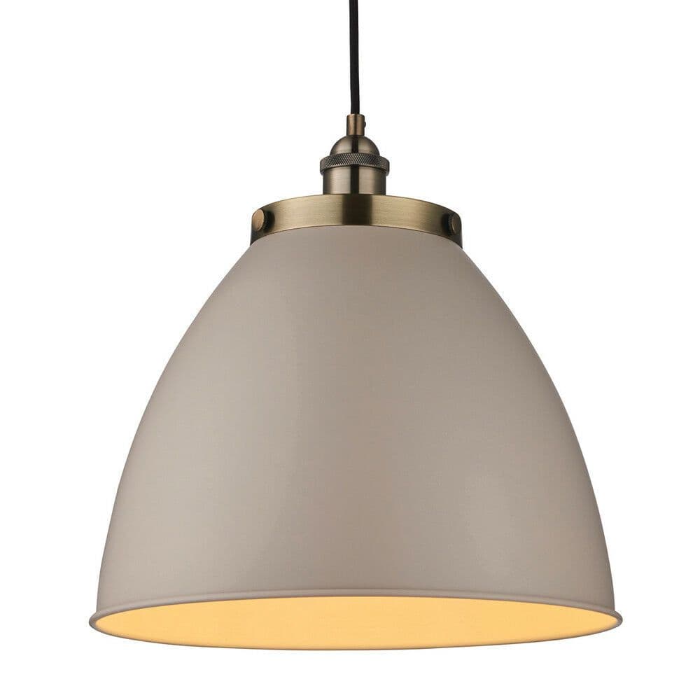 Hanging Ceiling Pendant Light GREY & ANTIQUE BRASS Industrial Lamp Bulb Holder