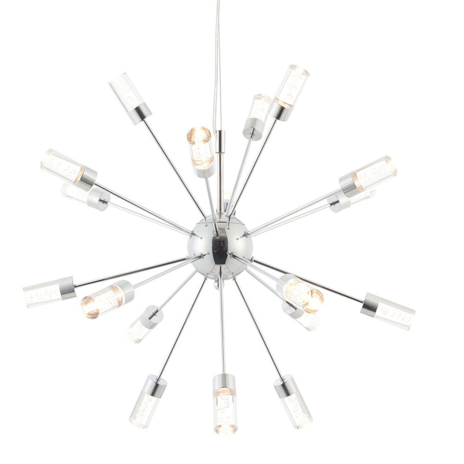 LED Ceiling Pendant Light 18W Warm Bulb Chrome Hanging Star Feature Kit