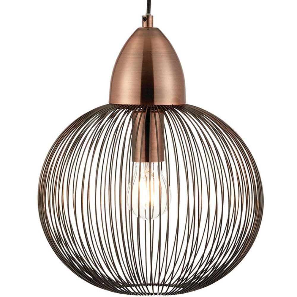Hanging Ceiling Pendant Light ANTIQUE WIRE Round Shade Modern Lamp Bulb