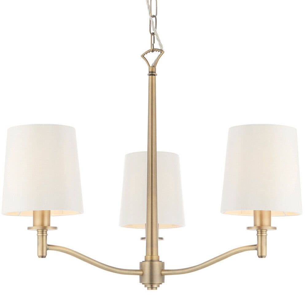 Multi Light Ceiling Pendant 3 Bulb ANTIQUE BRASS & Chandelier Lamp Shade