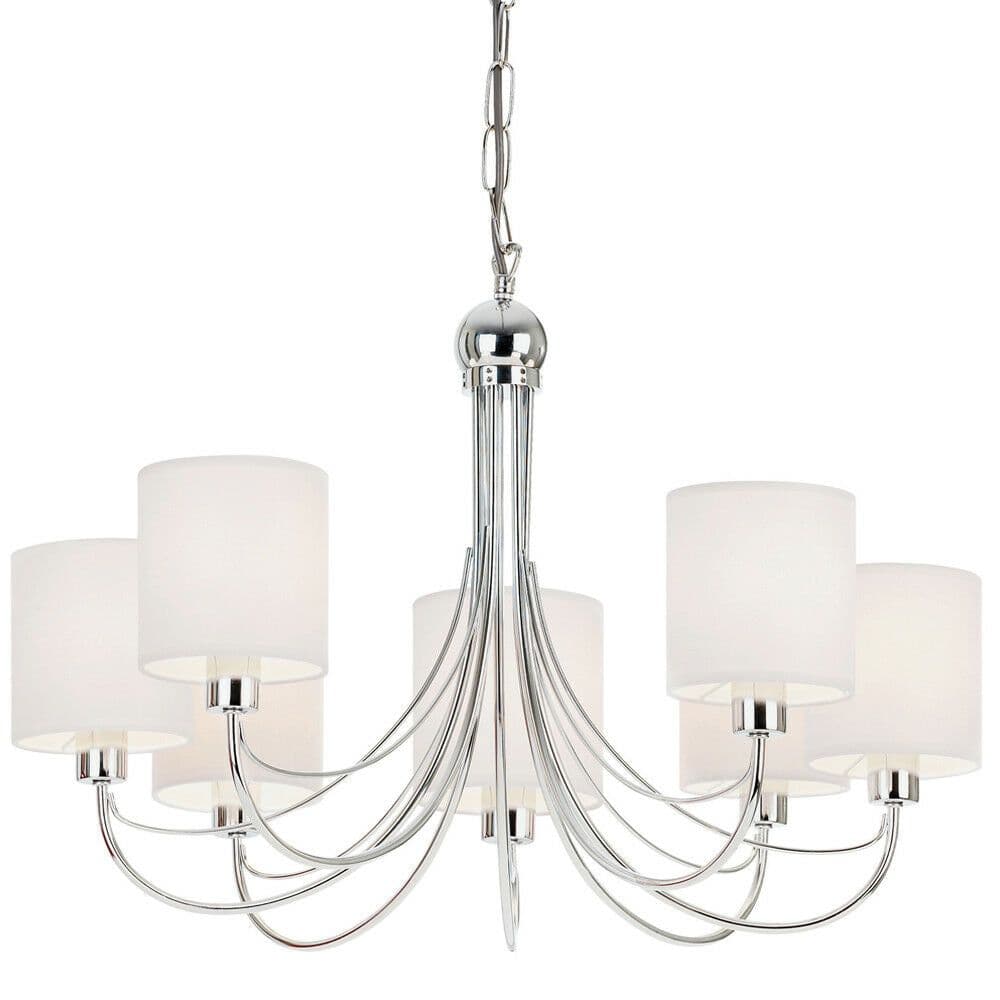 Multi Light Ceiling Pendant 7 Bulb Chrome & Shade Chandelier Modern Lamp