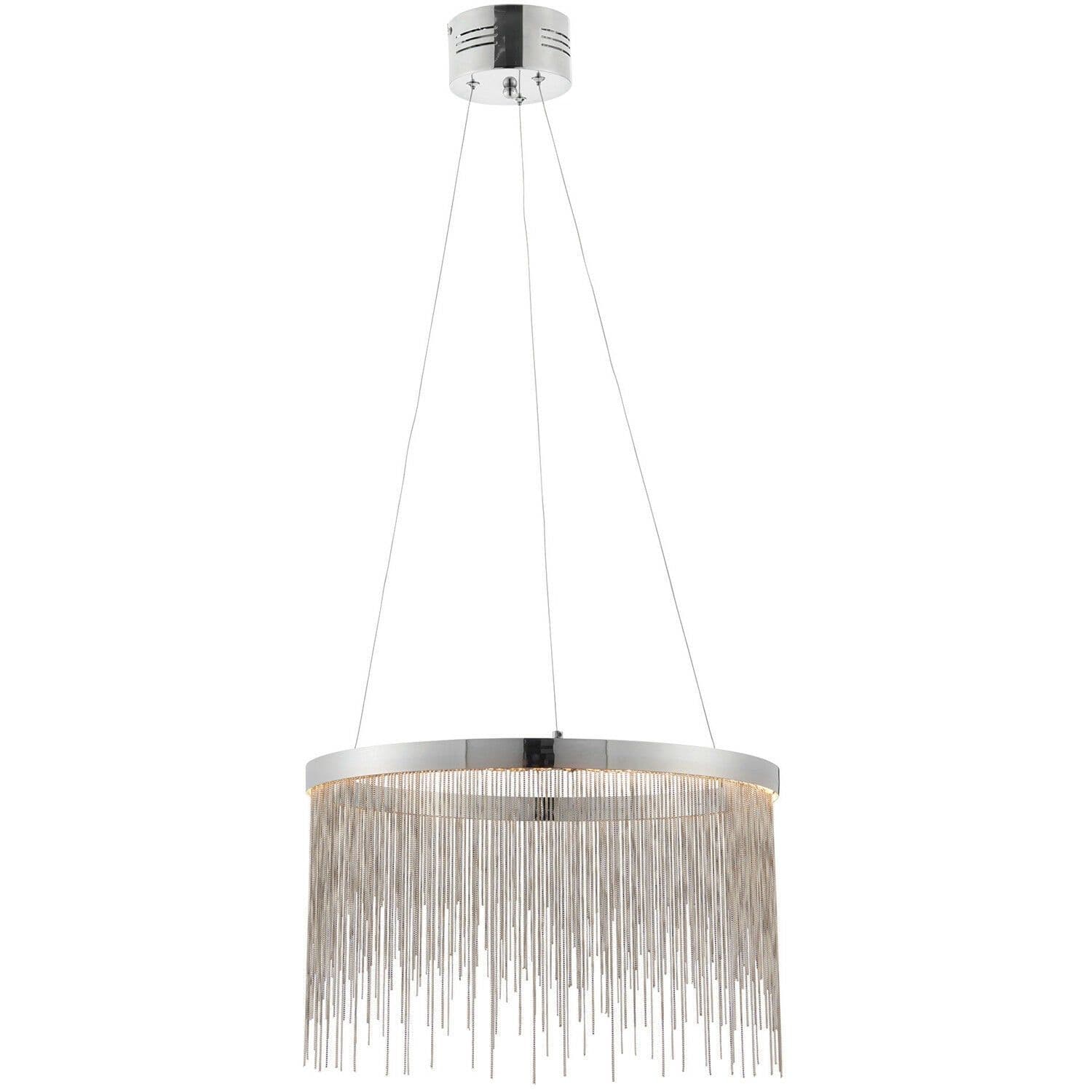 LED Ceiling Pendant Light 30W Warm CHROME & Silver Chain Luxury Lamp