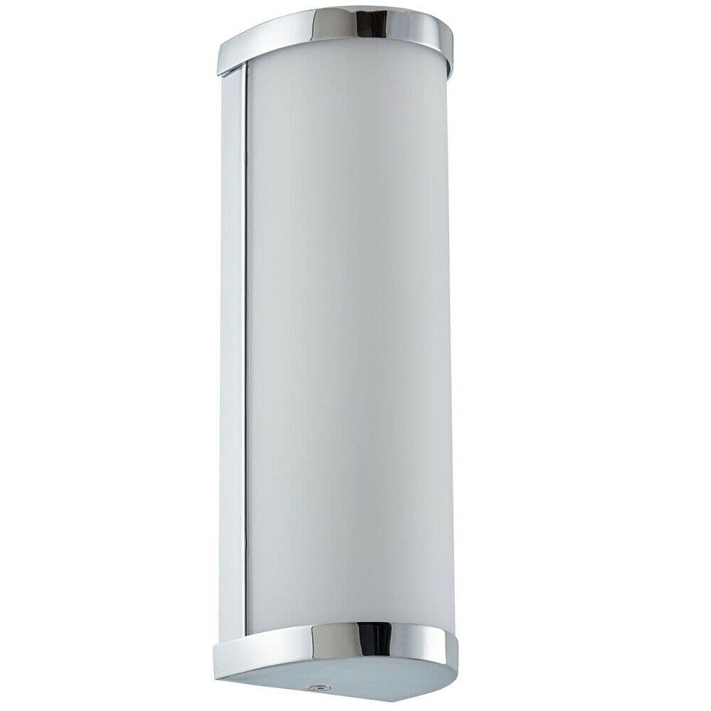 IP44 Bathroom Wall Light Chrome & Frosted Glass Modern Round Twin Curved Lamp