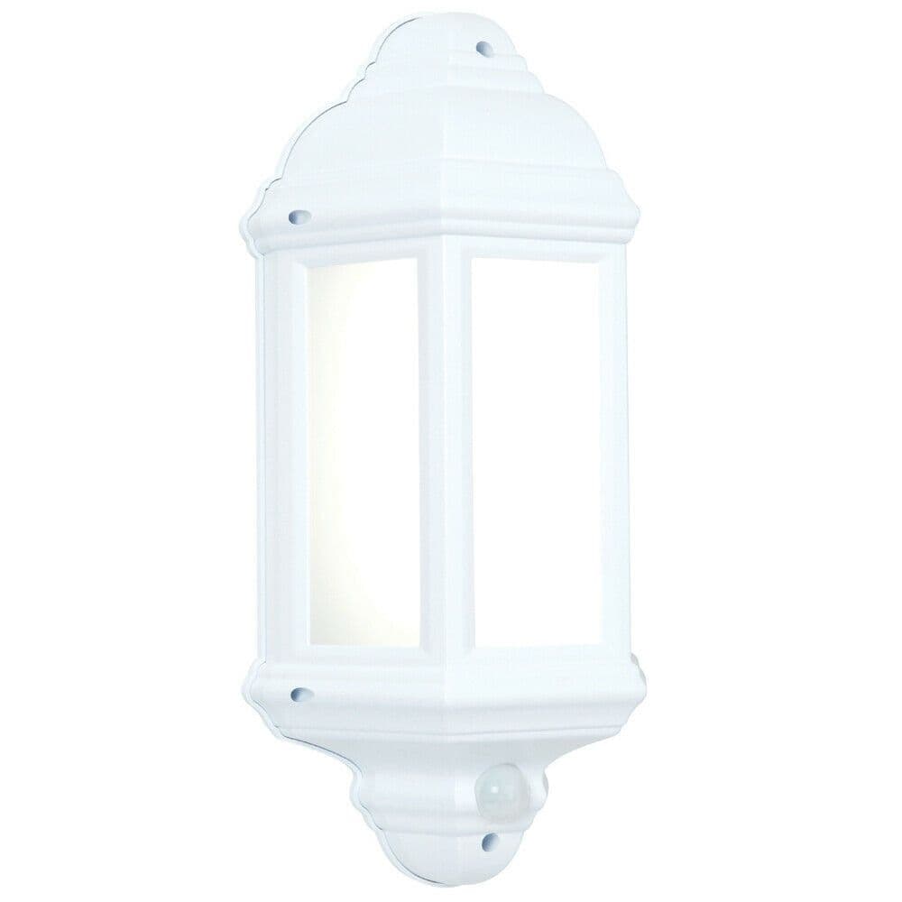 IP44 Outdoor Wall Light Matt Frosted Traditional Lantern PIR Motion Lamp