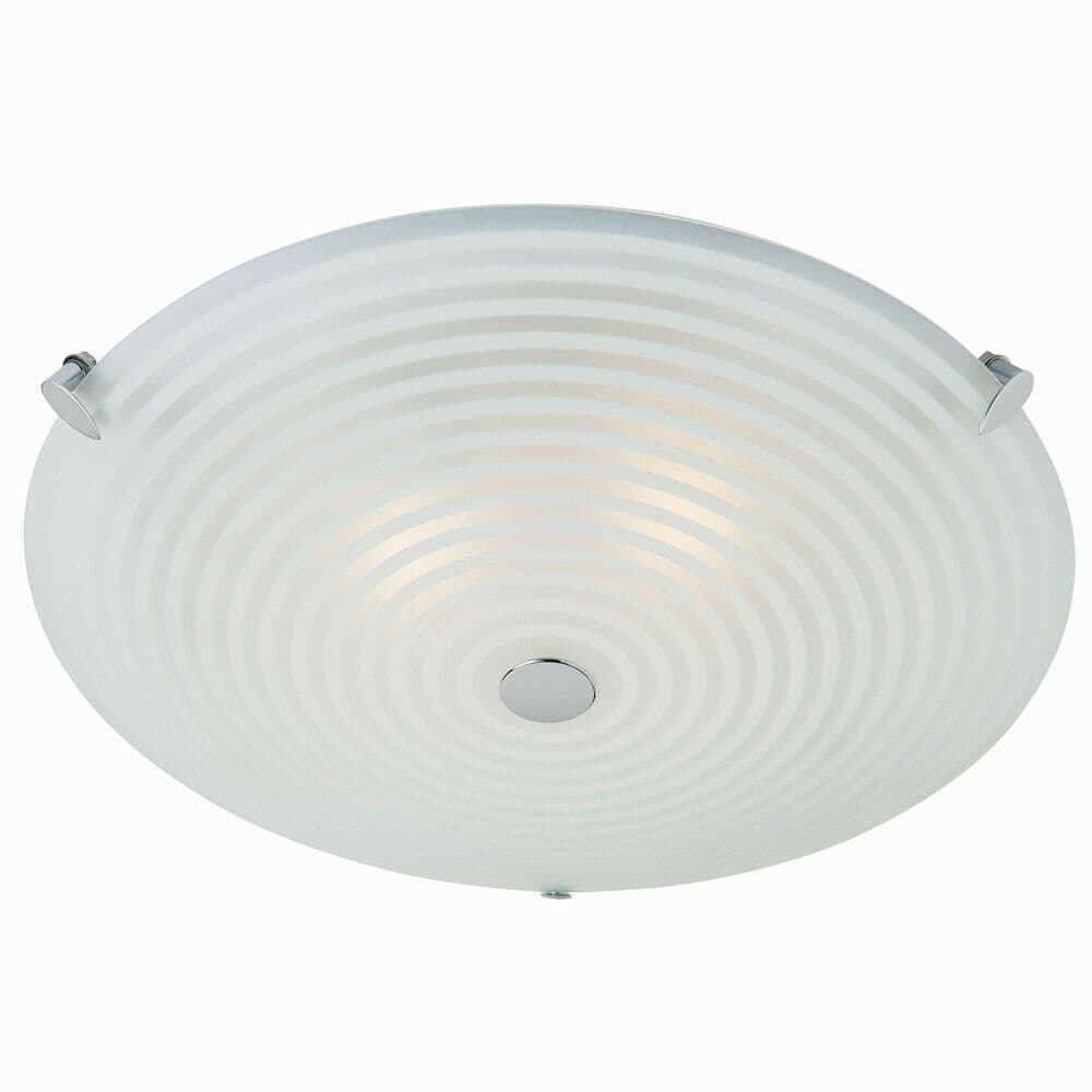Flush Ceiling Light Frosted Clear Glass & Chrome Plate 2 x 40W E14 candle