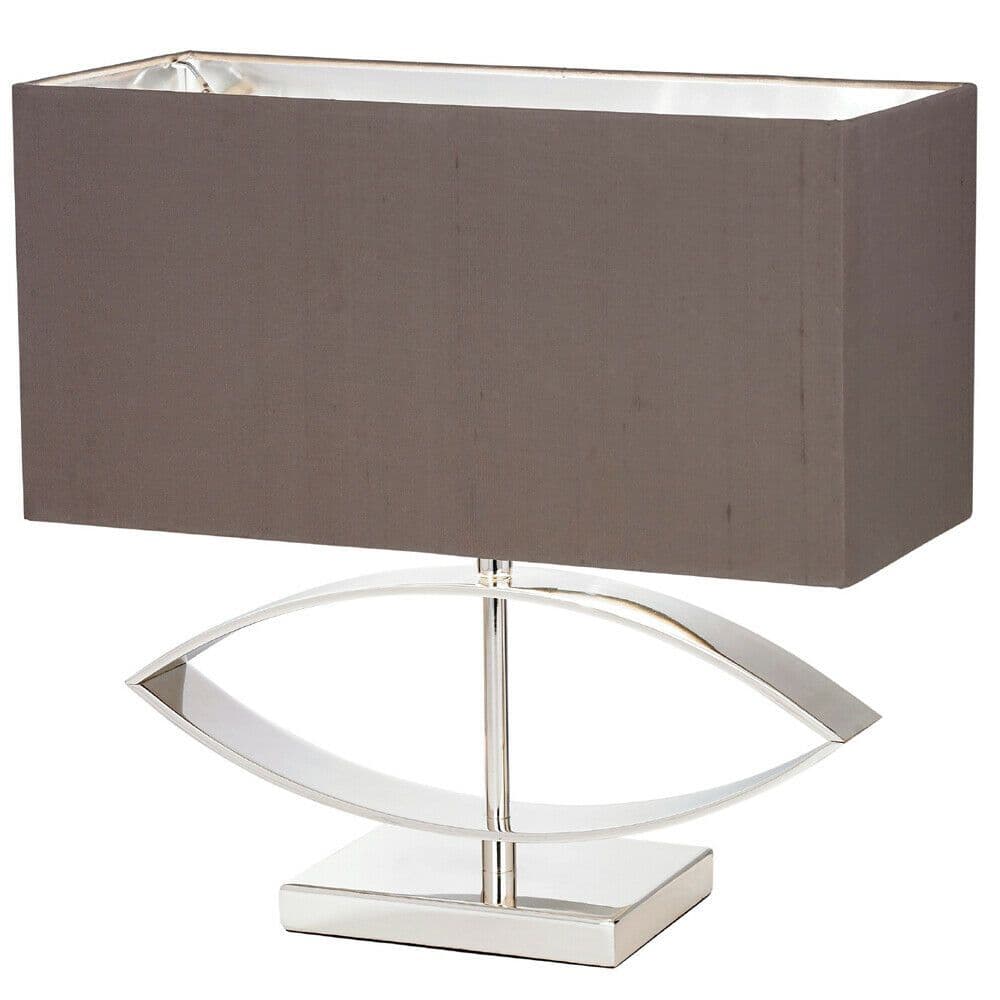 Rectangle Table Lamp Light Silver Shade Square Metal Base Desk Sideboard