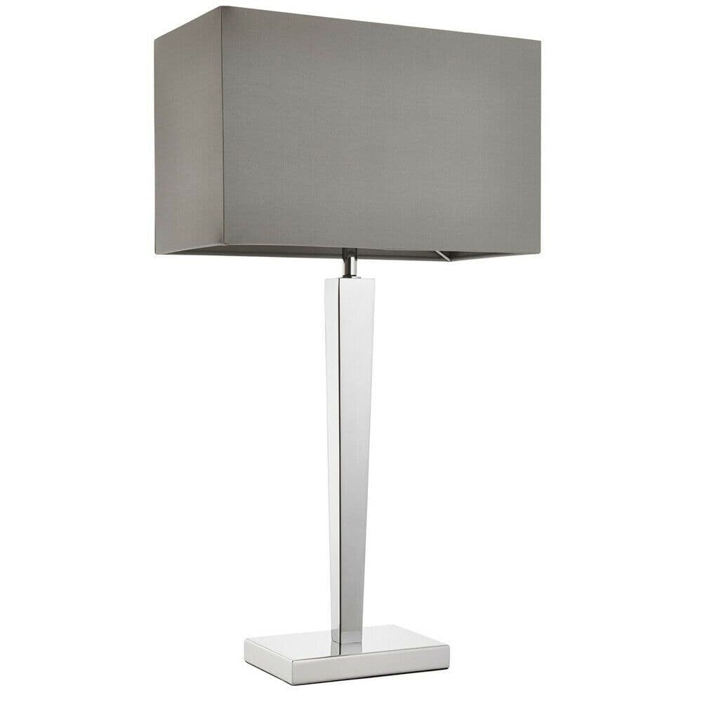 Rectangular Table Lamp Light Modern Chrome & Shade Sleek Metal Sideboard