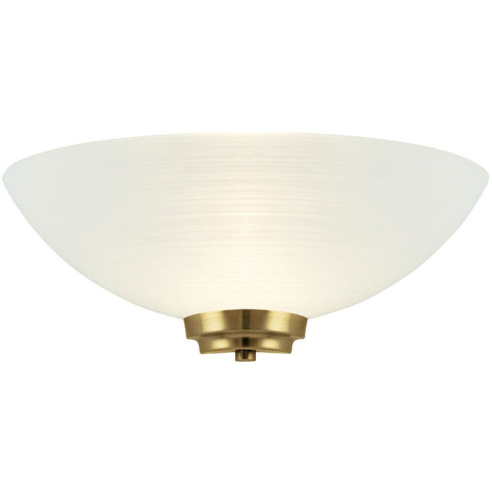 Dimmable LED Wall Light Antique Brass Line Pattern Glass Shade Dome Lamp