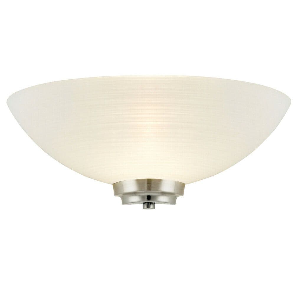 Dimmable LED Wall Light Satin Chrome Line Pattern Glass Shade Dome Lamp