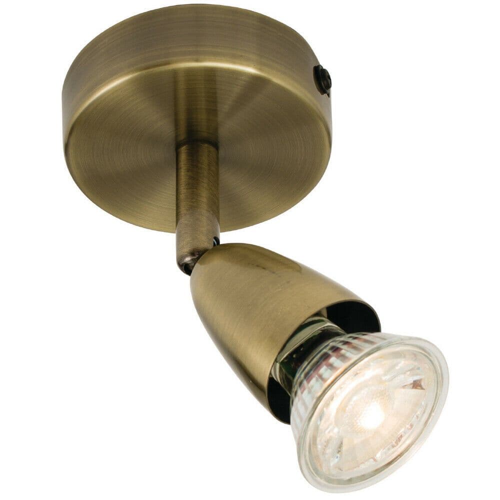 LED Adjustable Ceiling Spotlight Antique Brass Single GU10 Dimmable Downlight