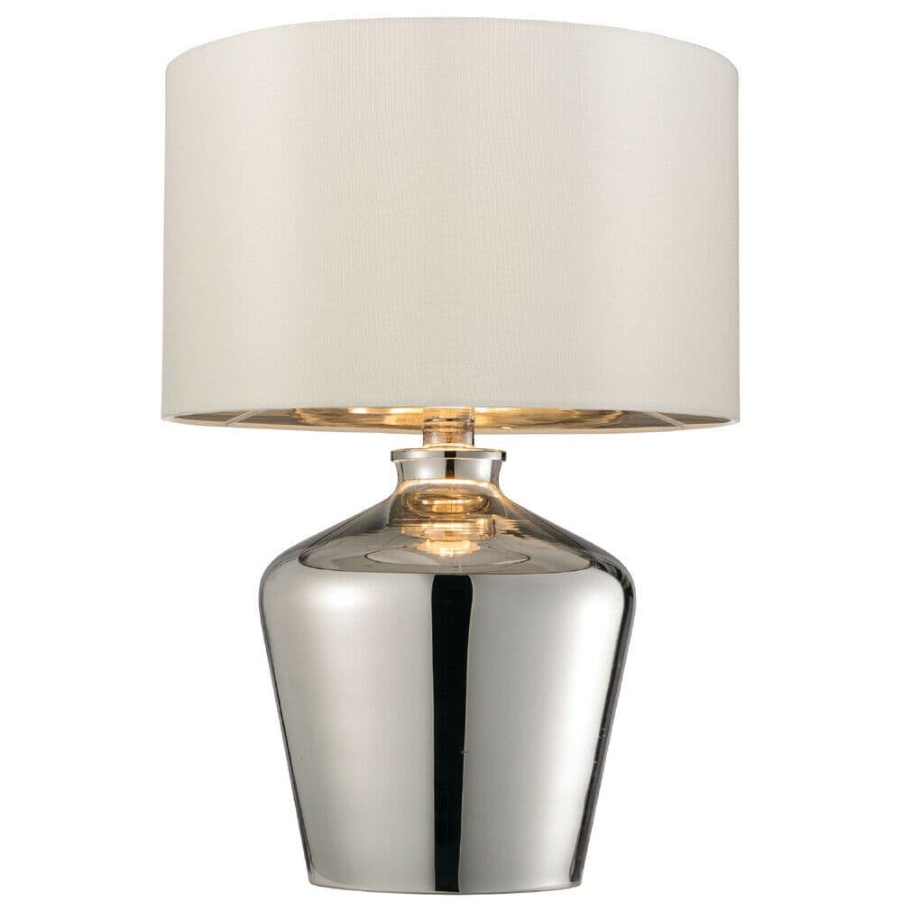 Modern Mirror Table Lamp Gloss Chrome Glass & Shade Feature Bedside Light
