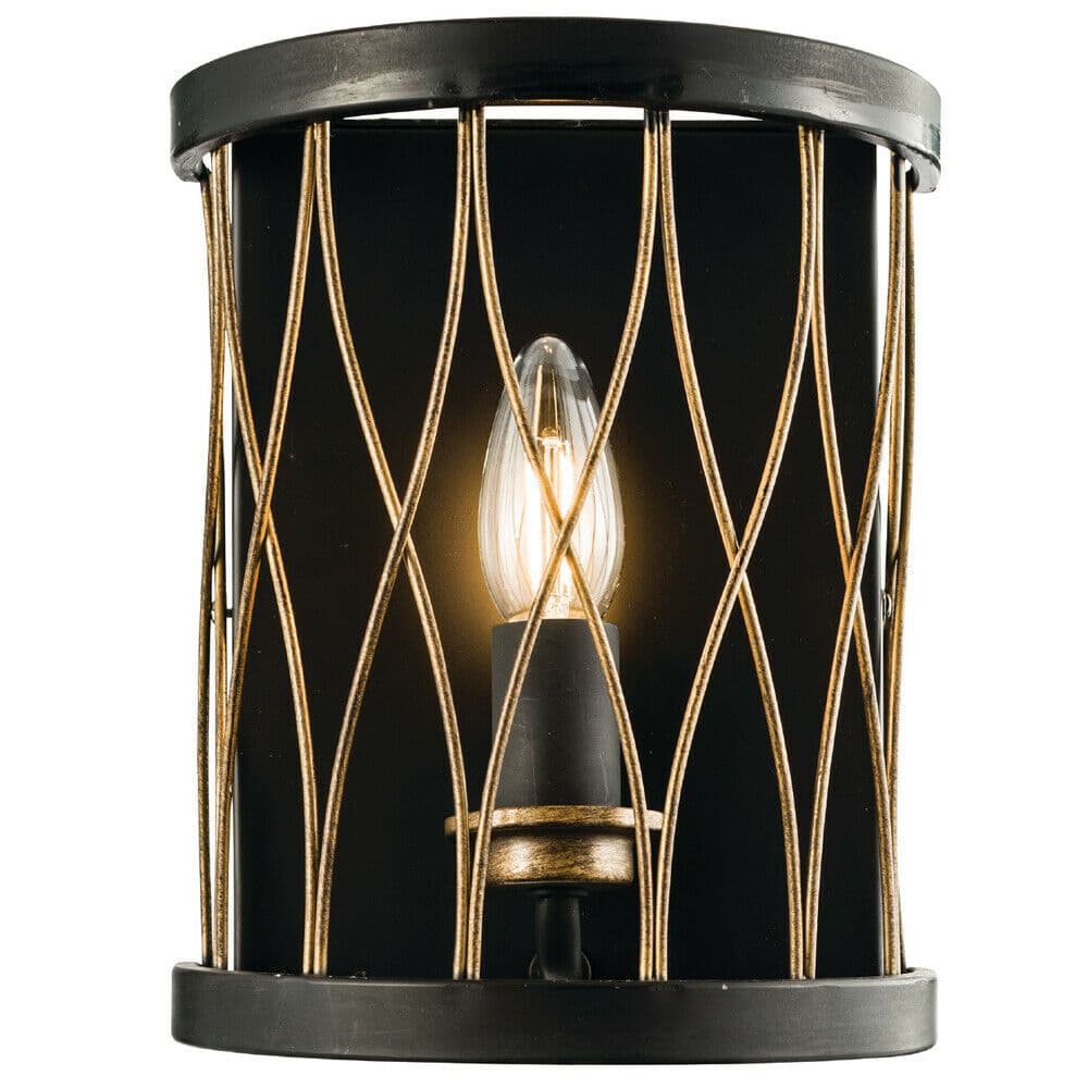 Dimmable LED Wall Light Industrial Matt & Bronze Cage Hanging Lamp Fitting