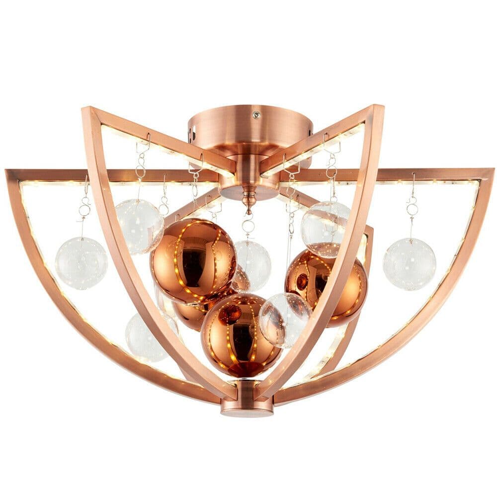 Semi Flush Ceiling Light Copper 7.2W Warm LED Lamp Bulb Fitting Mounted