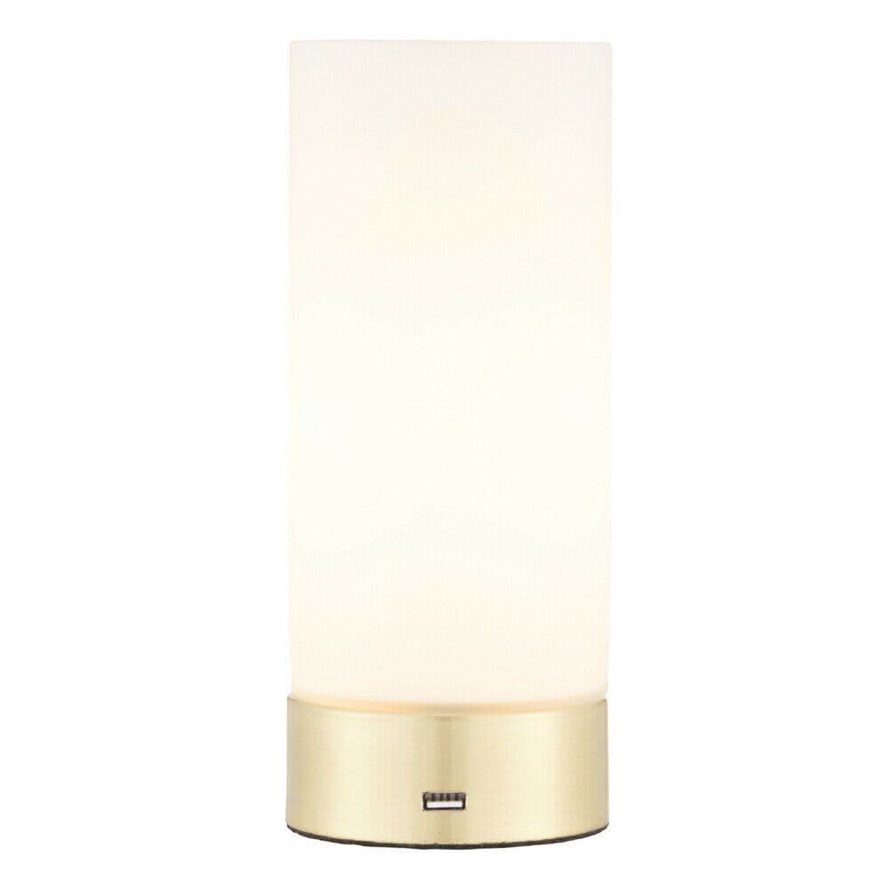 Touch Dimmable Table Lamp Brass & Frosted Glass Shade Modern Light USB Charger