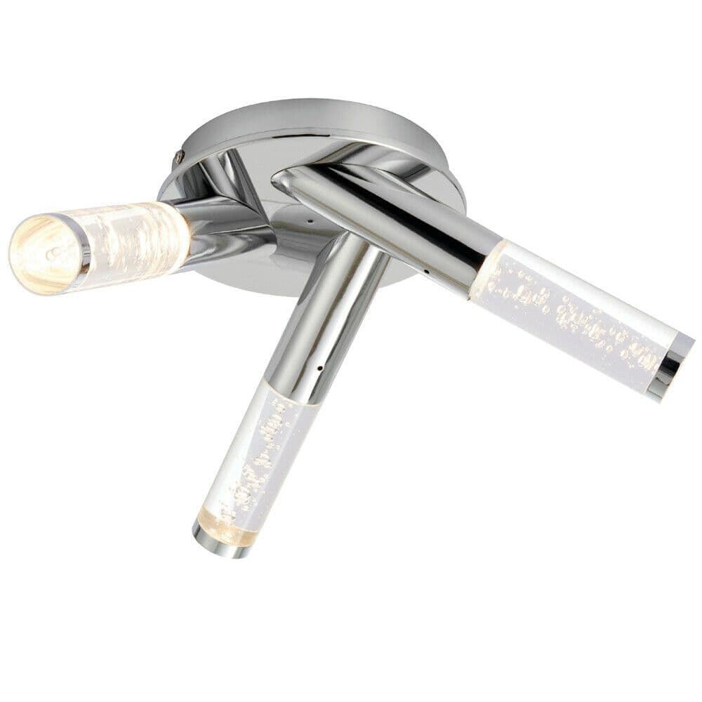 Flush Bathroom Ceiling Light IP44 Modern Chrome 3 Lamp Bulb Arm Pendant