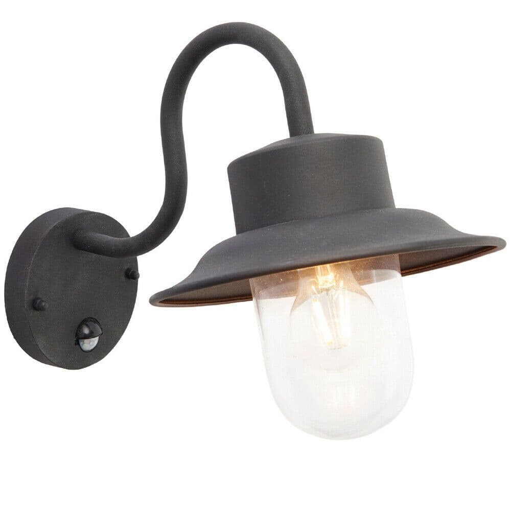 IP44 Outdoor Wall Lamp Steel Fisherman PIR Lantern Porch Modern Curved