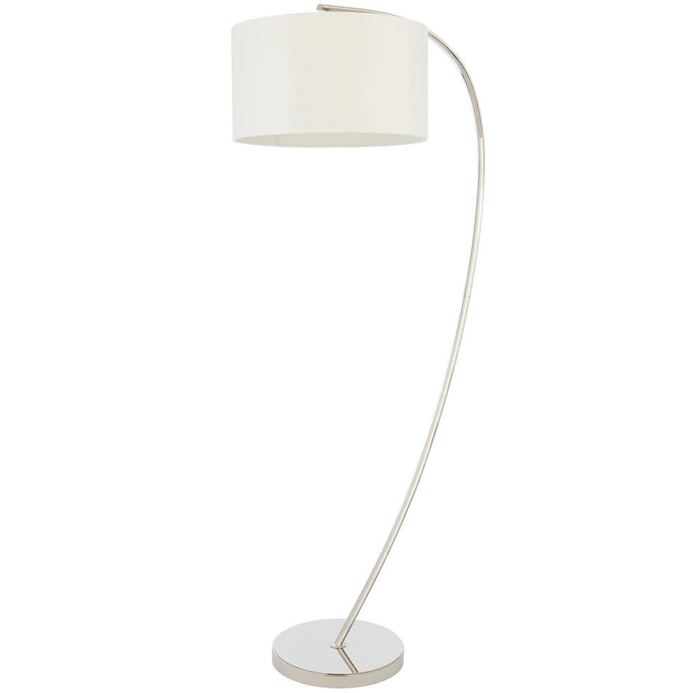1.5m Curved Floor Lamp Nickel & Shade Arched Standing Living Room Light