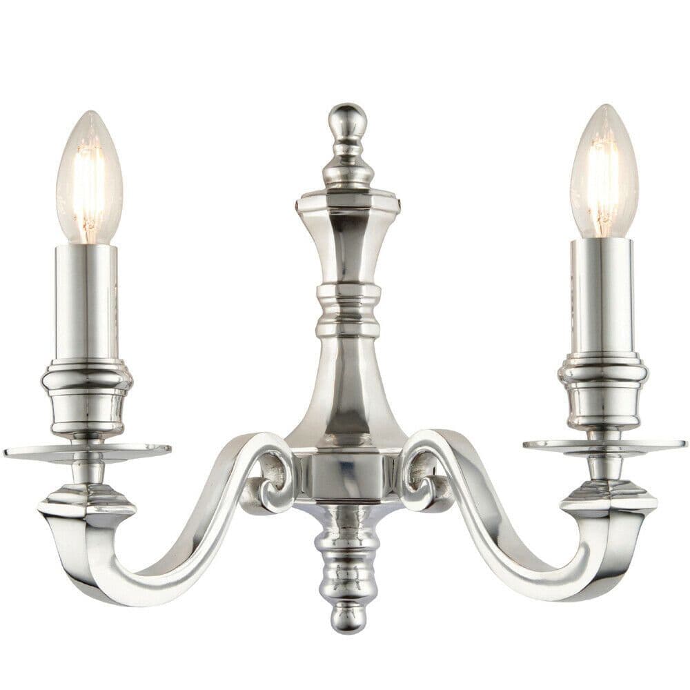 Dimmable Twin Wall Light Polished Aluminium Candelabra Style Modern Lamp Fitting