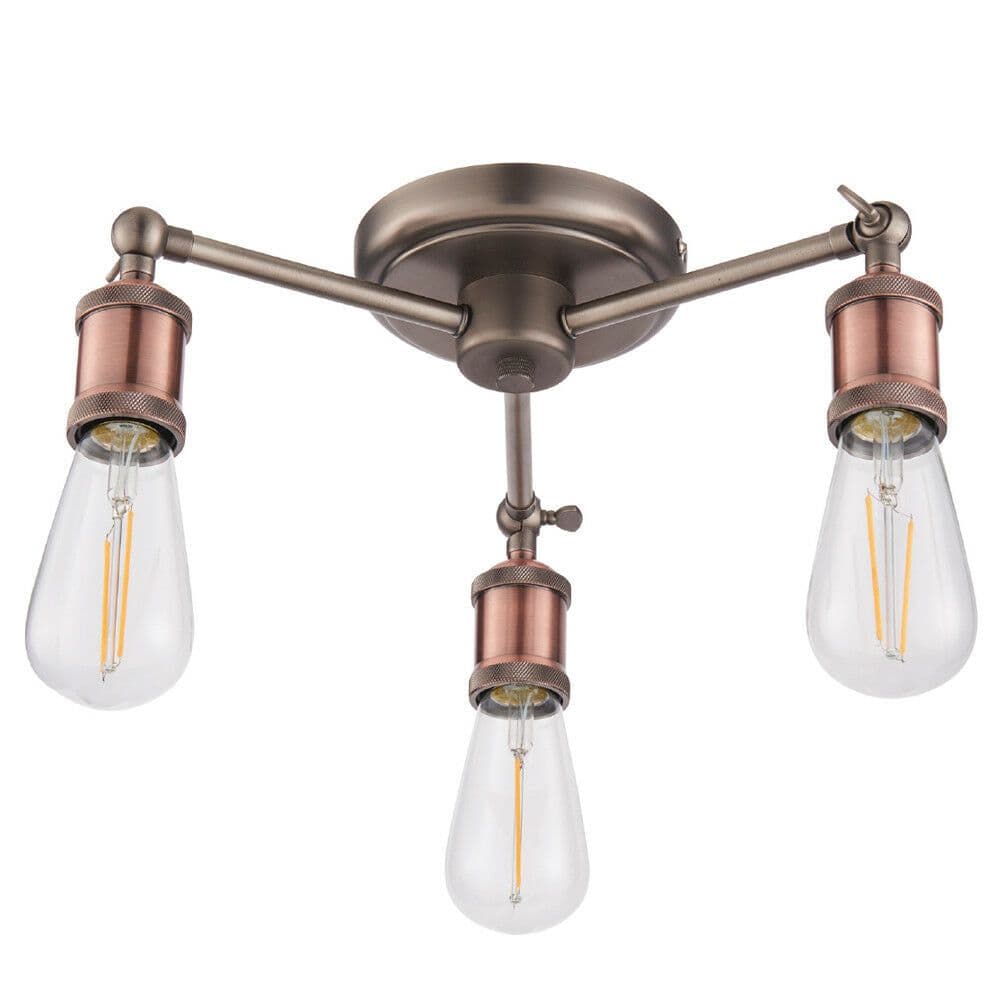 Semi Flush Ceiling Light Aged 3 Lamp Adjustable Vintage Hanging Pendant