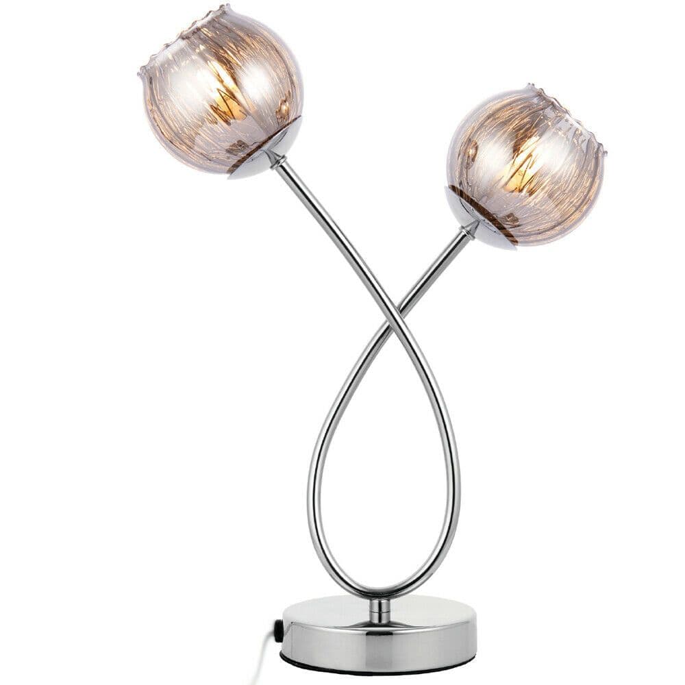 Touch On Off Table Lamp Chrome & Mirror Glass Shade Pretty Bedside Light