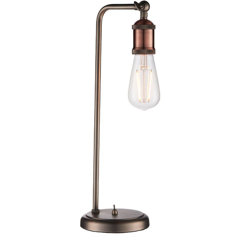 Modern Hangman Table Lamp Aged Pewter Industrial Metal Arm Bedside Light