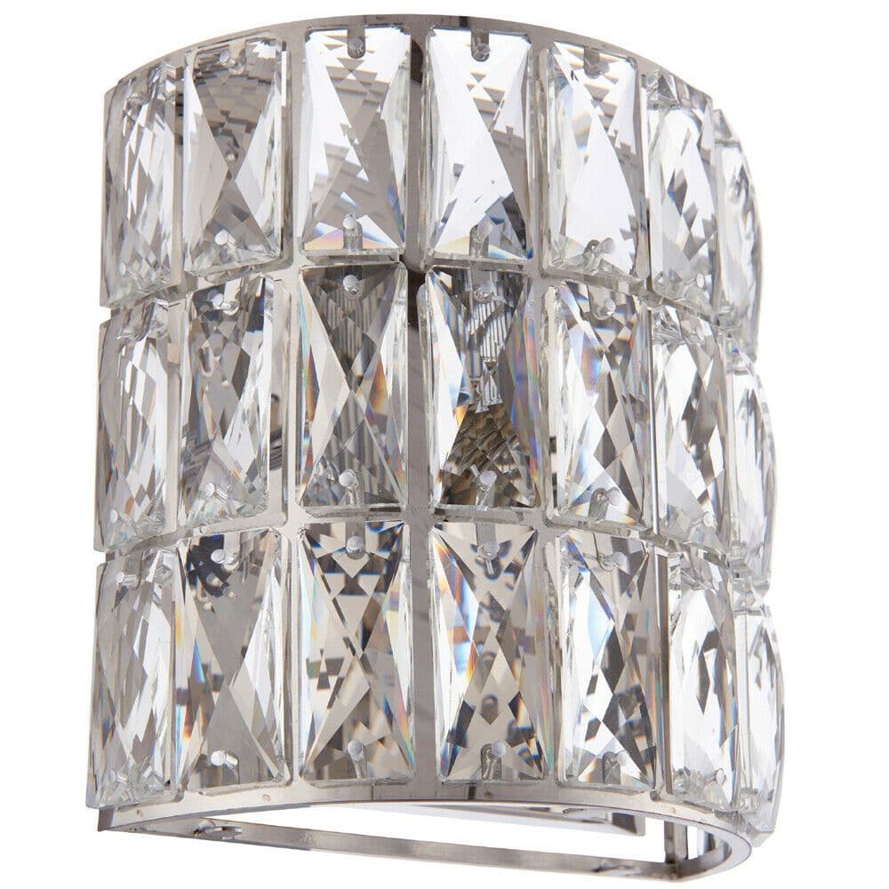 Crystal LED Wall Light Chrome & Glass Shade Pretty Dimmable Lamp Fitting