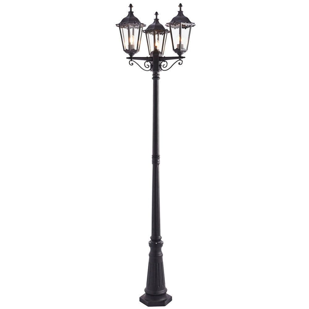 Outdoor Lantern Lamp Post Matt & Glass 2.3m Tall 3 Light Garden Bollard