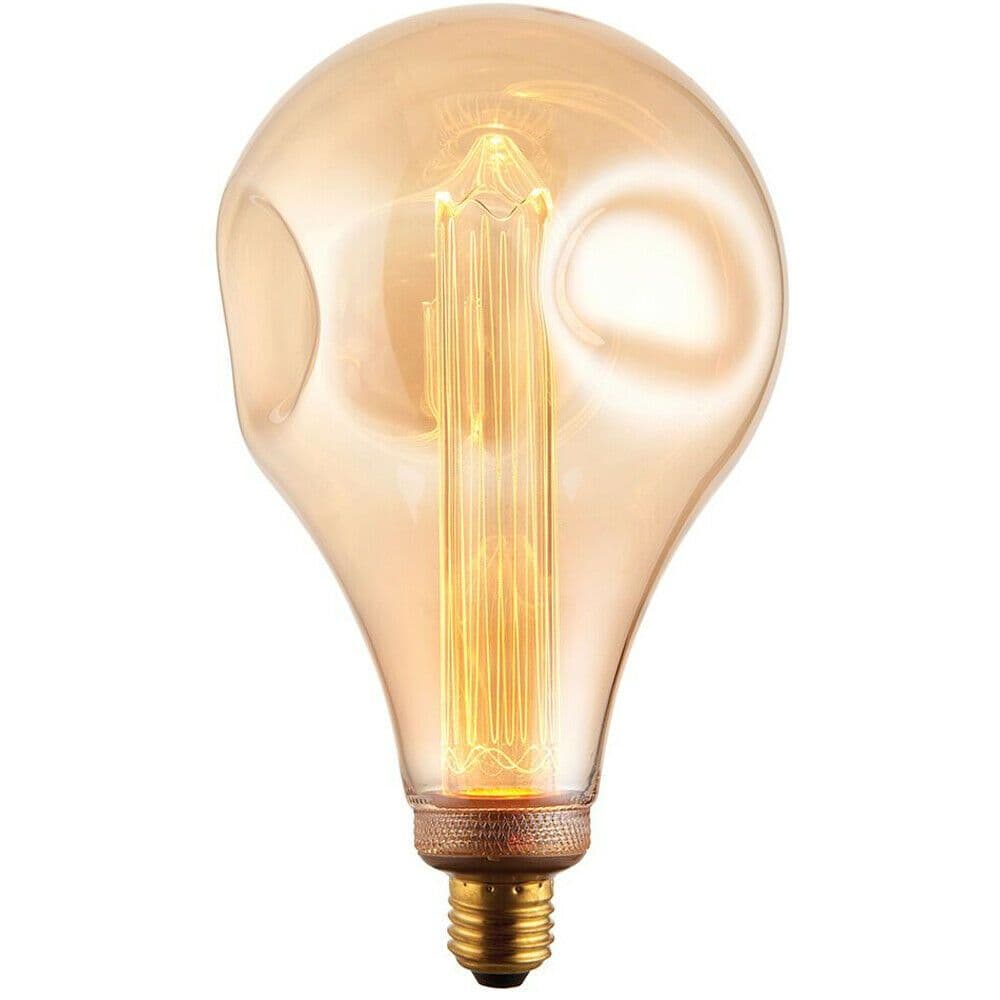VINTAGE LED Filament Light Bulb AMBER GLASS E27 Screw 2.5W 243mm Dimple Lamp