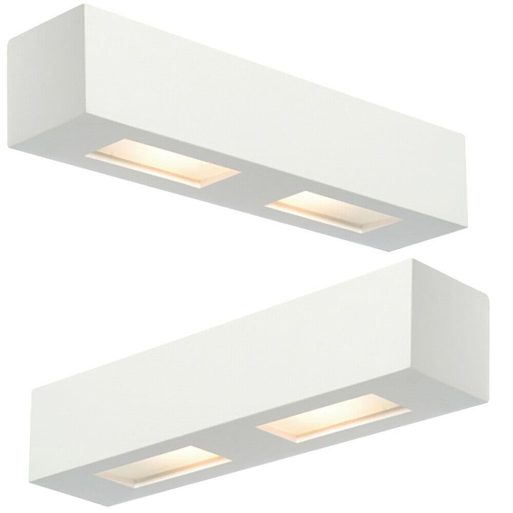 2 PACK Dimmable Twin Wall Light Primed Box Down Lamp