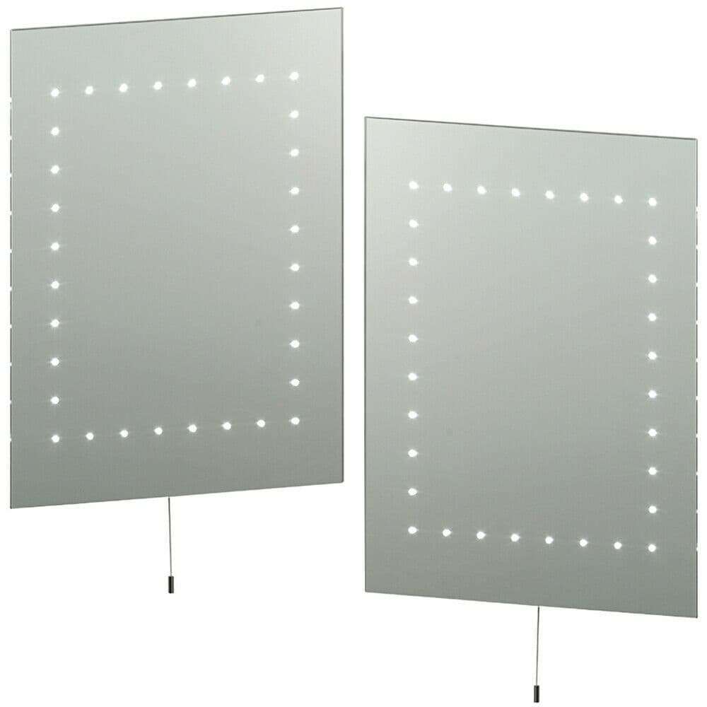 2 PACK IP44 LED Bathroom Mirror 50cm x 39cm Vanity Wall Light Energy Efficient