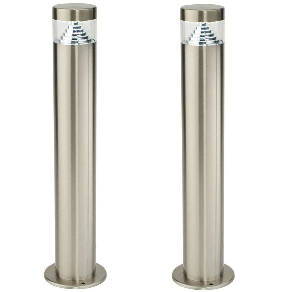 2 PACK Outdoor Garden Bollard Light Steel Pyramid Cool LED Lamp Post IP44