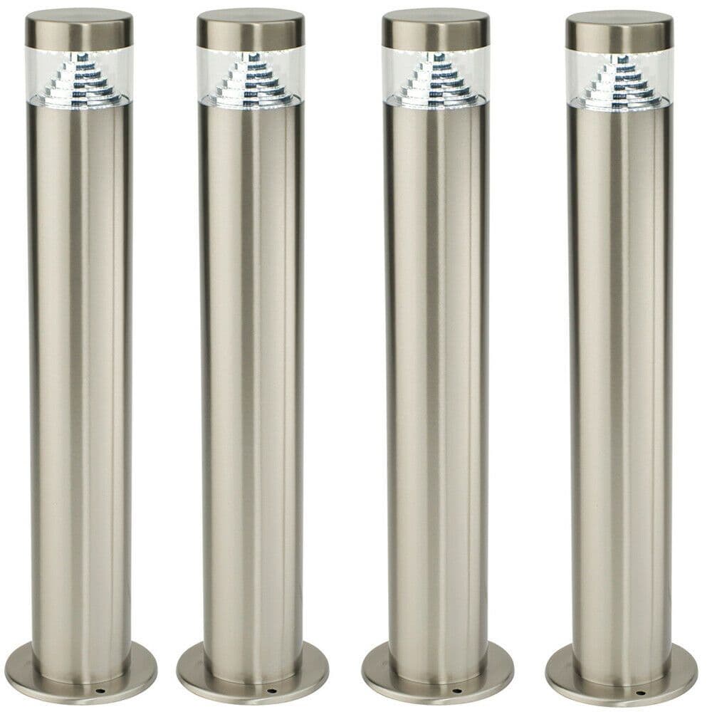4 PACK Outdoor Garden Bollard Light Steel Pyramid Cool LED Lamp Post IP44