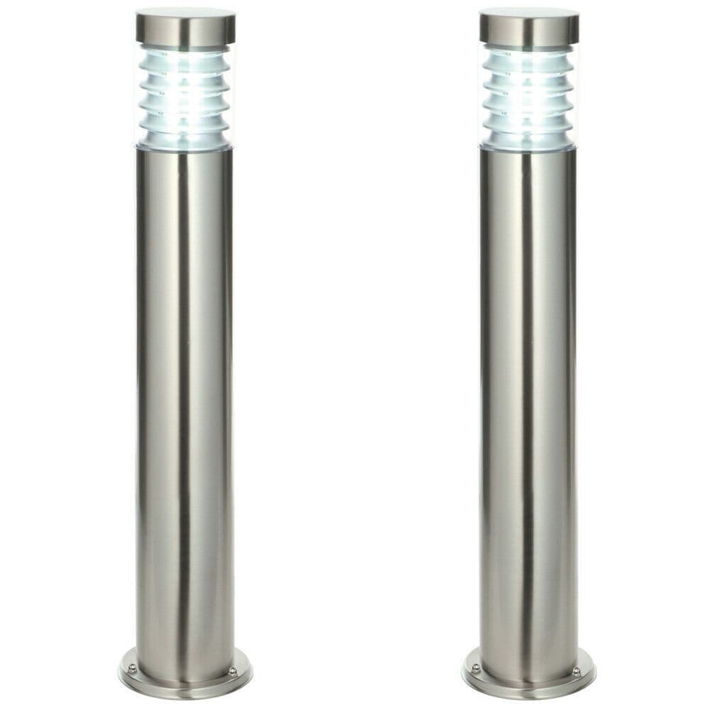 2 PACK Outdoor IP44 Bollard Light Marine Grade Steel Lamp Post Garden Driveway