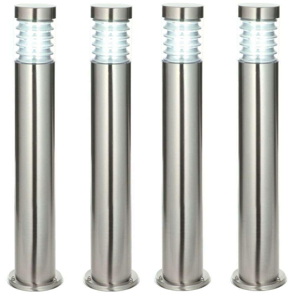 4 PACK Outdoor IP44 Bollard Light Marine Grade Steel Lamp Post Garden Driveway