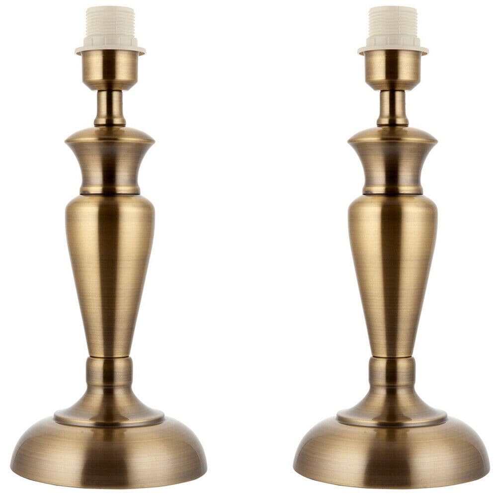 2 PACK Brass Table Lamp Light 355mm Tall Aged Metal Base Only Desk Sideboard