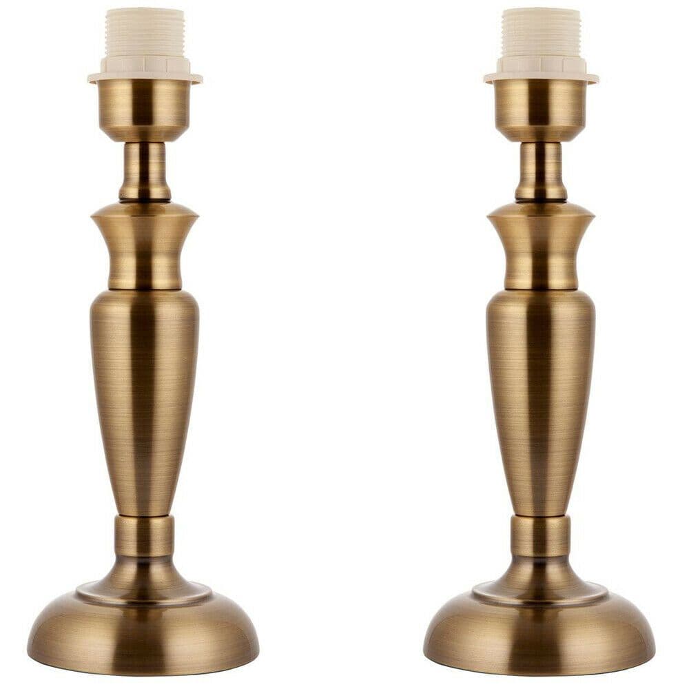 2 PACK Brass Table Lamp Light 310mm Tall Aged Metal Base Only Desk Sideboard